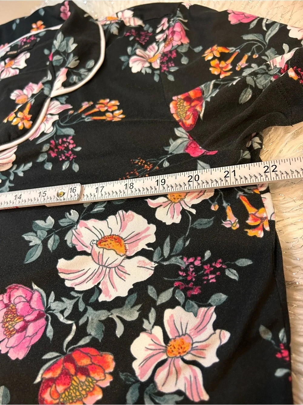 Room Service Floral Capri Pajama Set Comfy Stretch Button Up